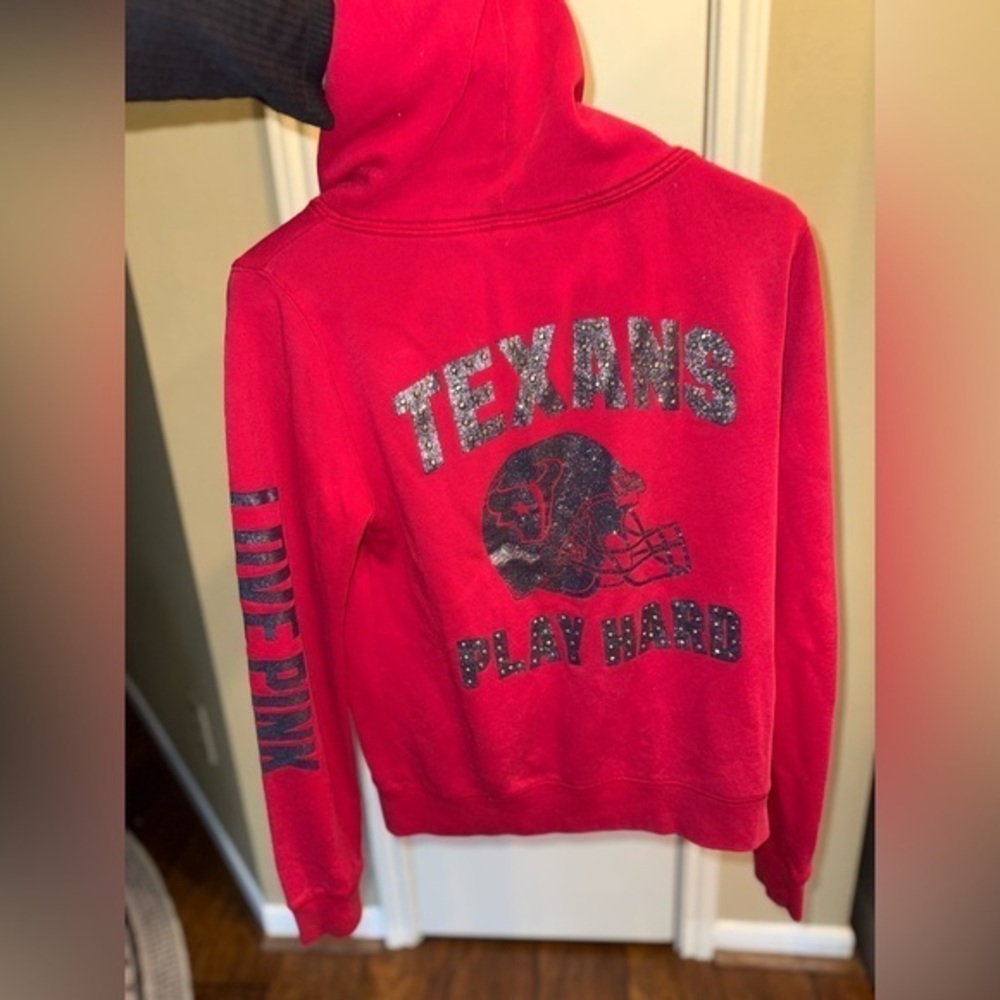 PINK Victoria’s Secret NFL Houston Texans Jacket Hoodie Bling . Size XS